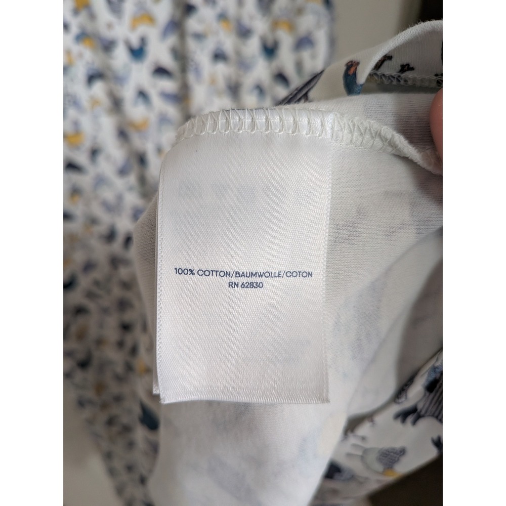 Lands End 100% Cotton Nightgown Sleep Dress in Blue White Chicken Print 3X - Picture 3 of 6